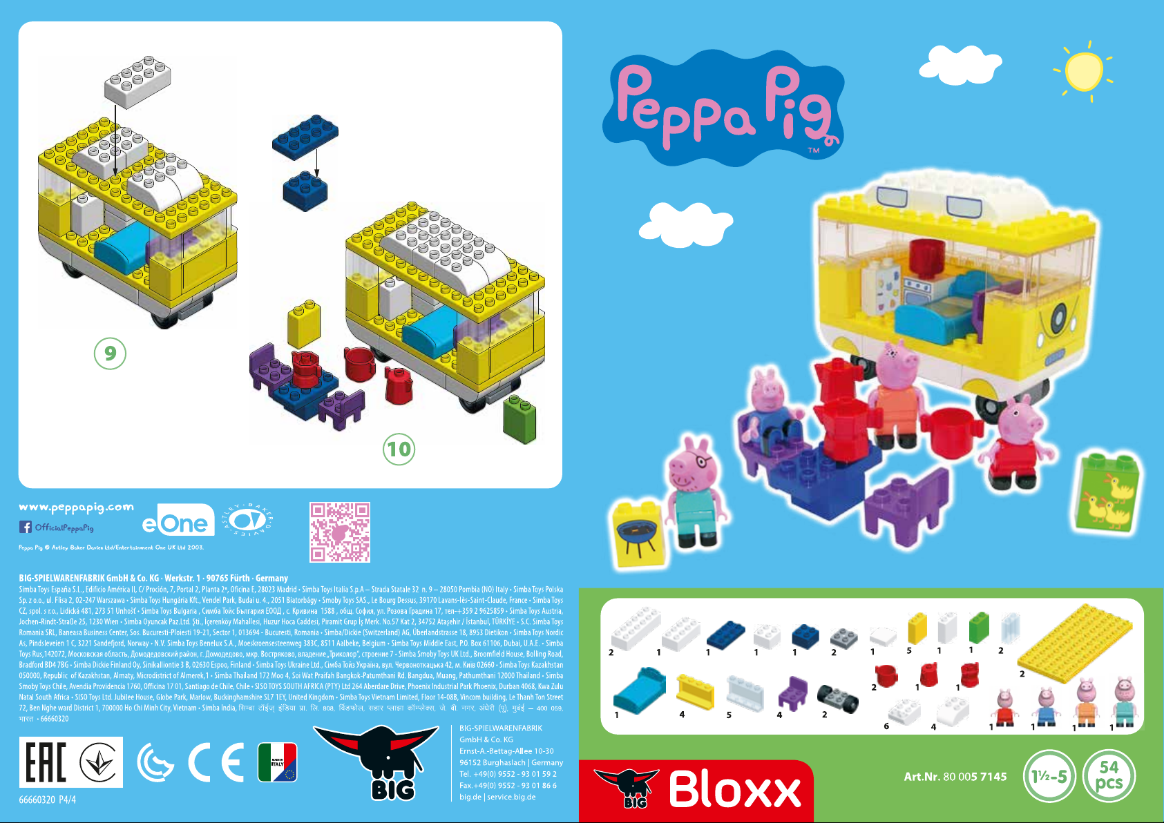 Manual PlayBIG Bloxx set 800057145 Peppa Pig Camper