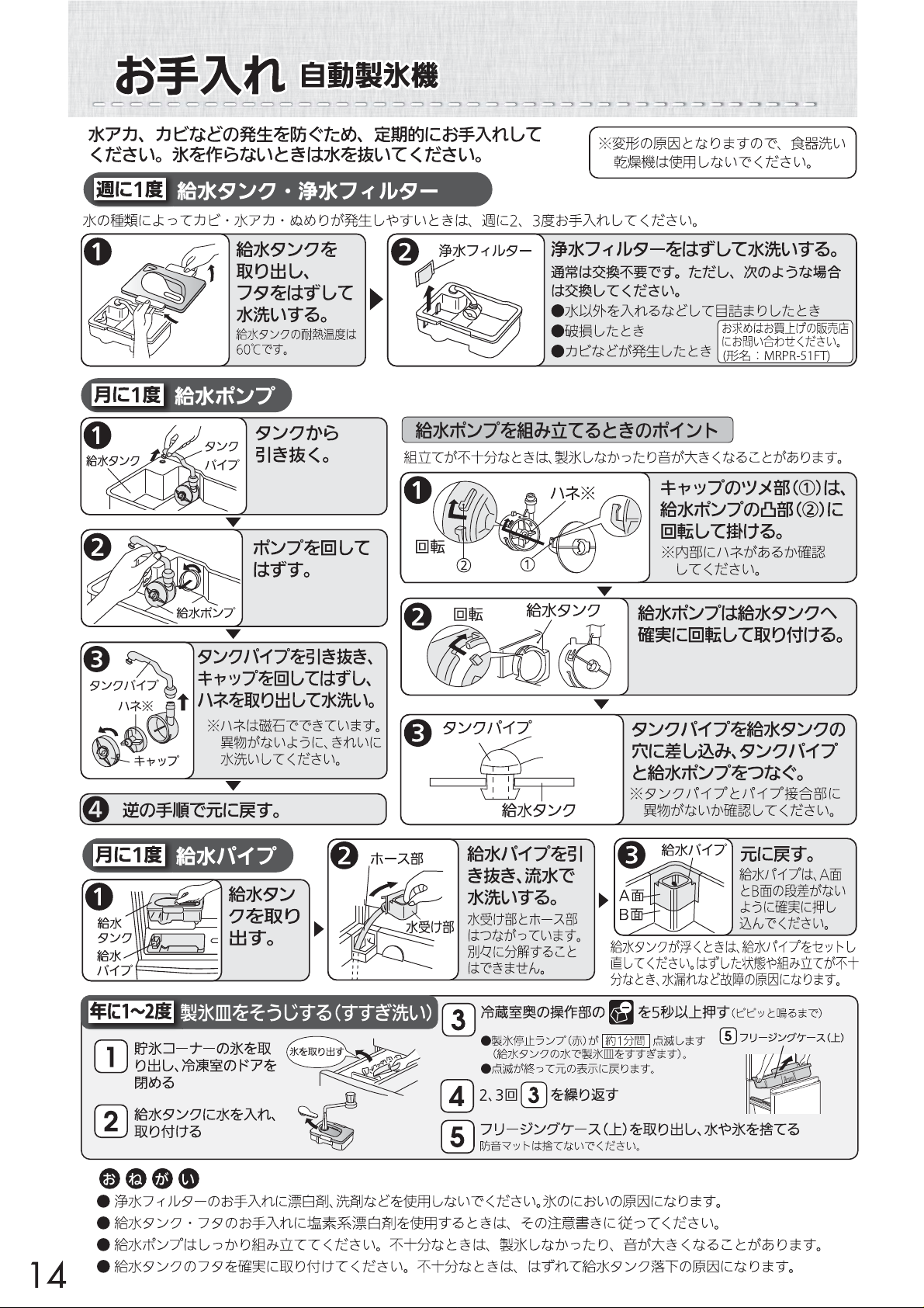 説明書 三菱 MR-C33G-W 冷蔵庫-冷凍庫 - ページ 14