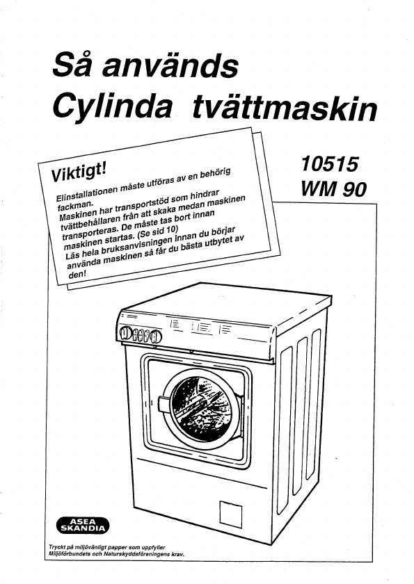 Cylinda Tvattmaskin Bruksanvisning () Cylinda Tvattmaskin Bruksanvisning