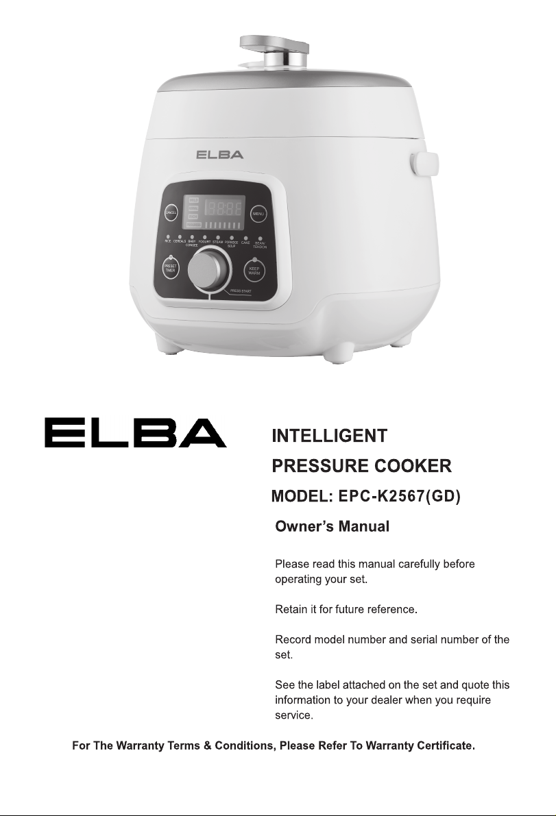 Manual Elba EPC K2567 GD Pressure Cooker