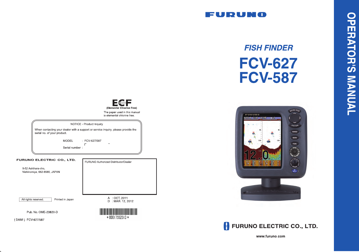 Manual Furuno FCV-627 Fishfinder Manual Furuno FCV-627 Fishfinder