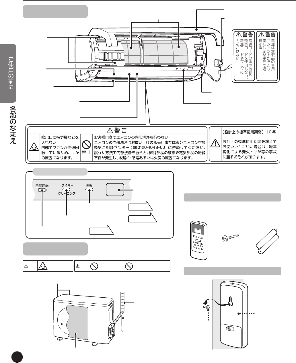 説明書 東芝 RAS-221UAD エアコン - ページ 4