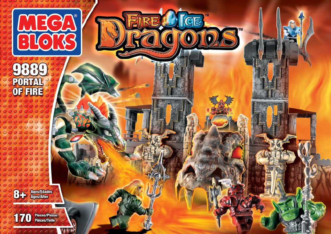 MEGA BLOKS 9889 Fire & Ice Dragons Portal of Fire COMPLET