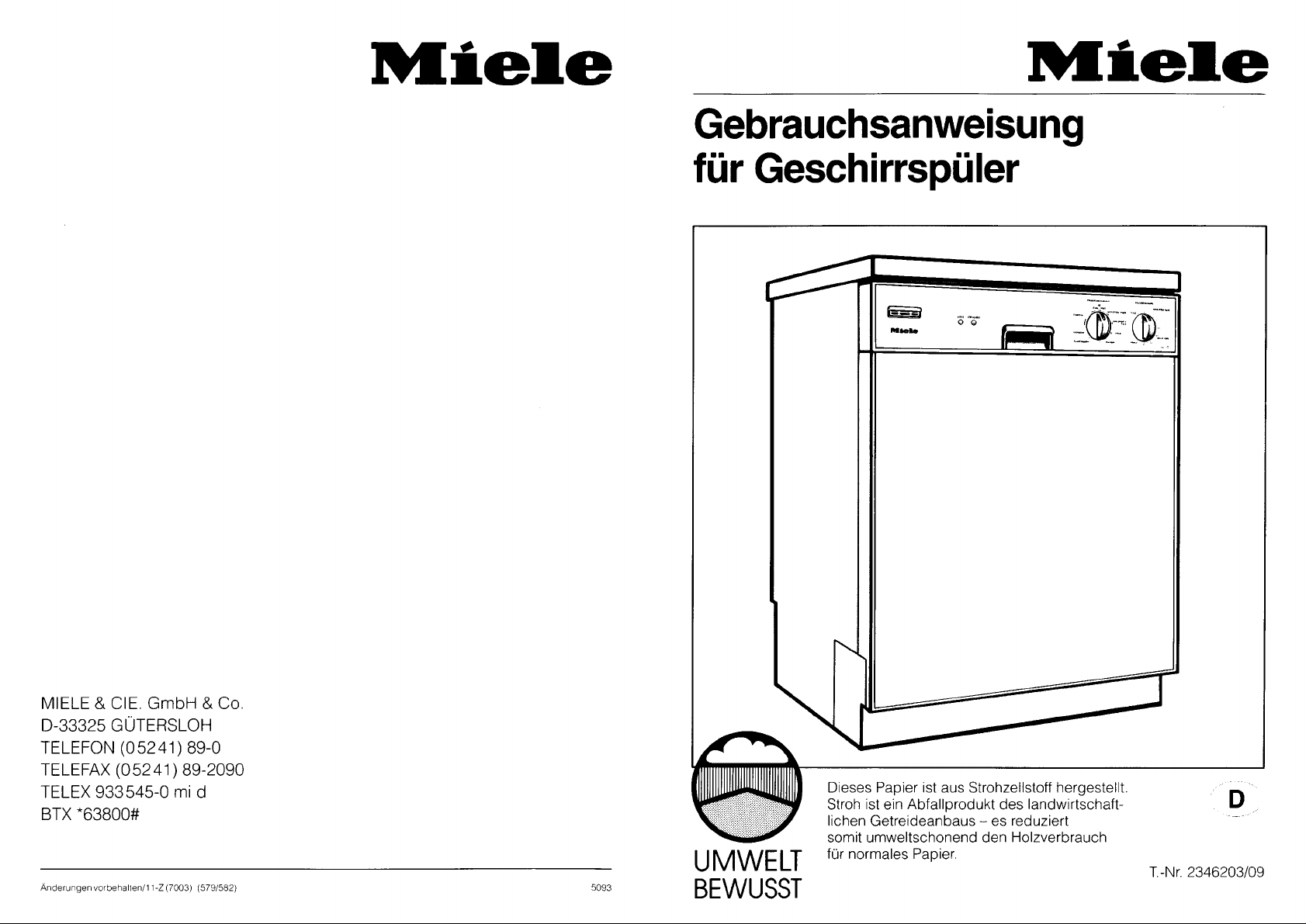 Miele Geschirrspuler Bedienungsanleitung Deutsch