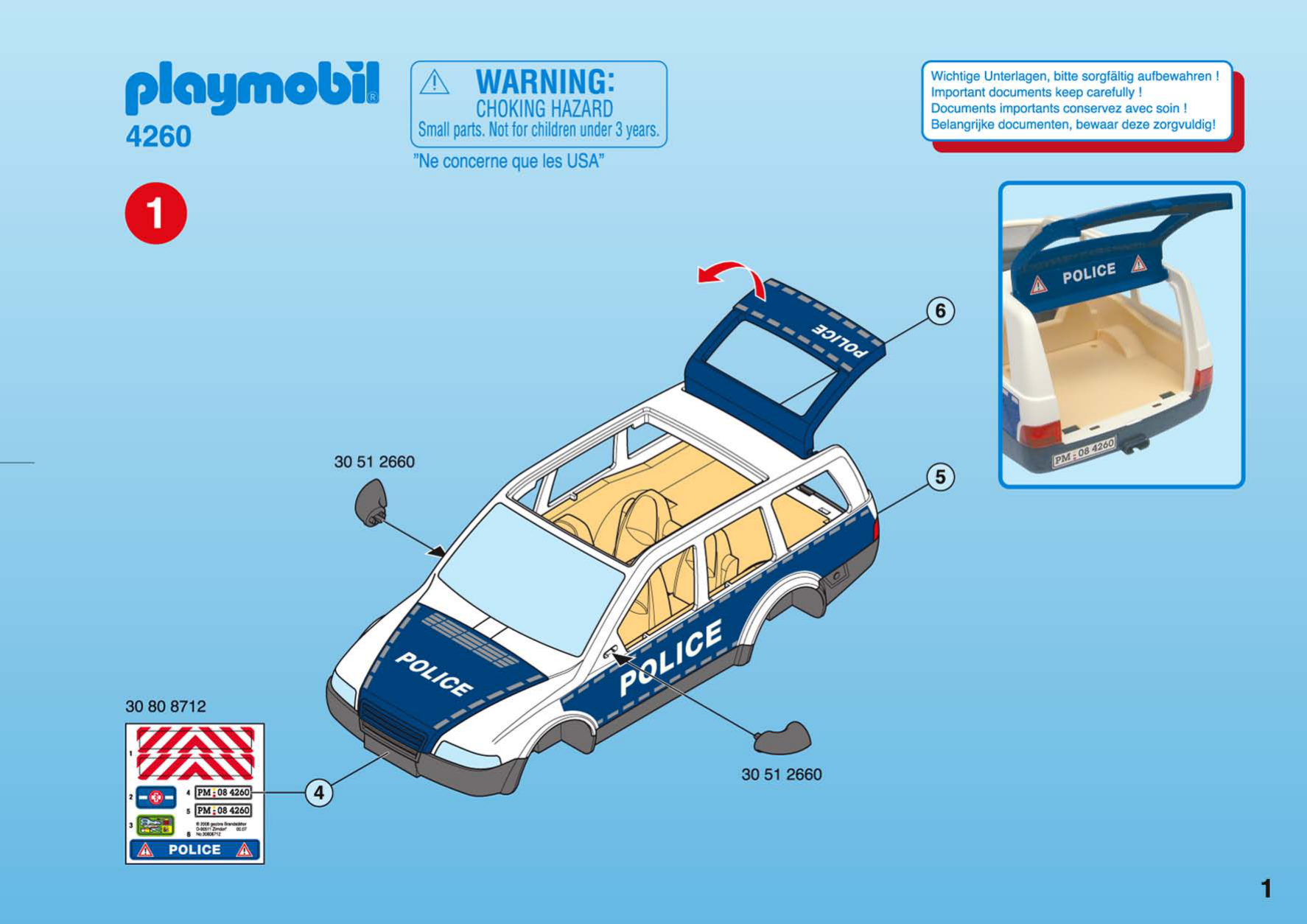 PLAYMOBIL 4260 : voiture de police EUR 9,00 - PicClick FR