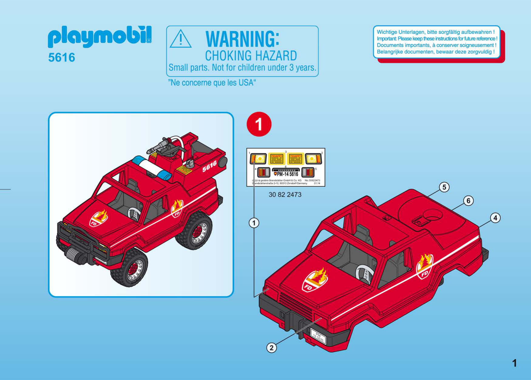 Mode Demploi Playmobil Set 5616 Rescue 44 Pompier D Intervention Avec