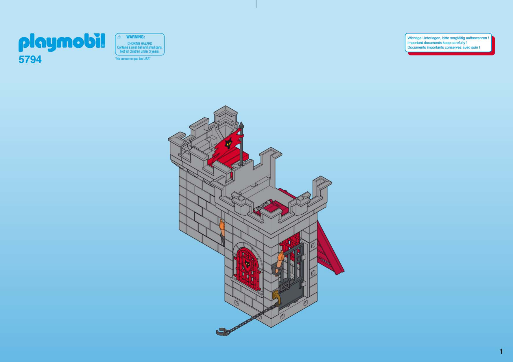 PLAYMOBIL CHEVALIER KNIGHT Dragon Rouge Chateau Custom Tbe EUR 15,90