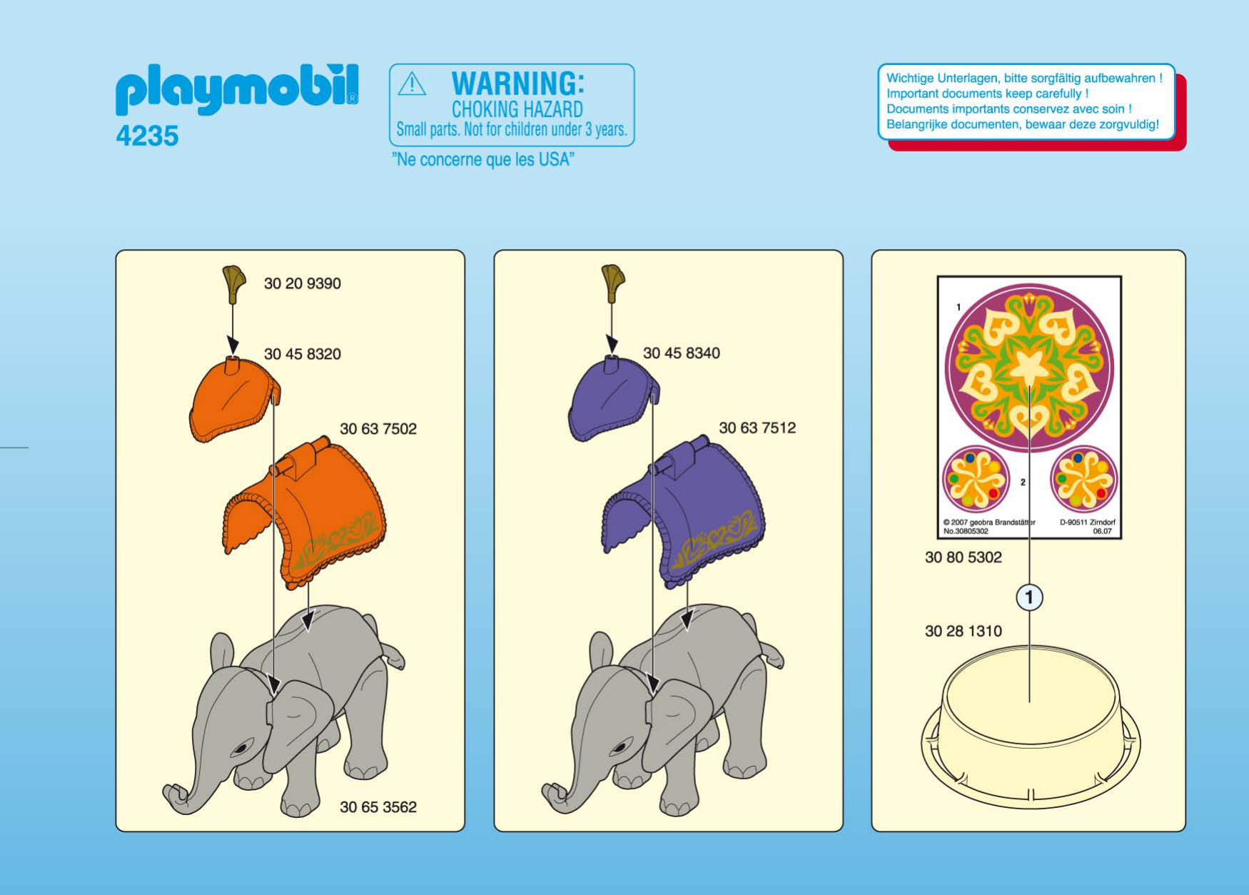 Playmobil Cirque – Éléphants Et Dompteur – Personnages – Très Bel état