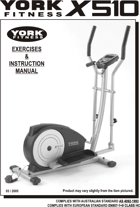 Manual York Fitness X510 Cross Trainer