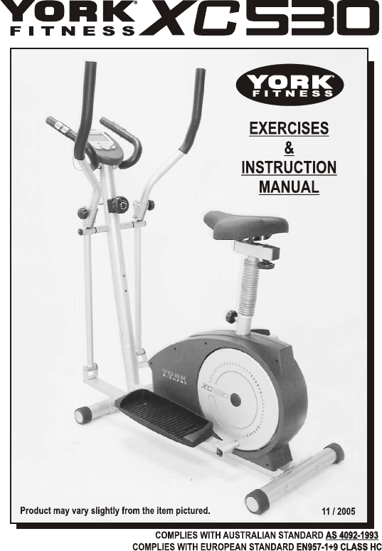 Manual York Fitness XC530 Cross Trainer