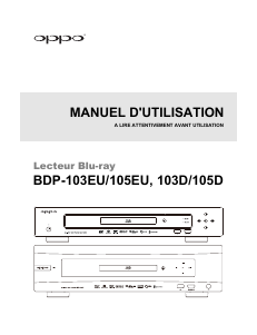 Mode d’emploi Oppo BDP-103EU Lecteur de blu-ray