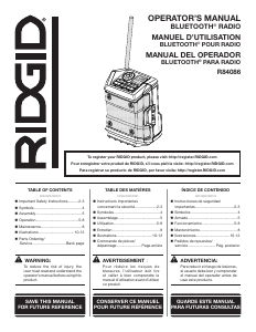Mode d’emploi RIDGID R84086 Radio