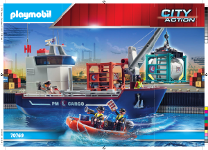 Manual de uso Playmobil set 70769 Harbour Gran portacontenedor con barco aduanero