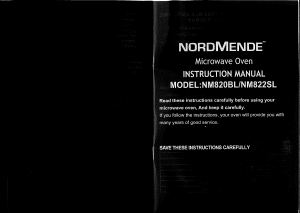 Bruksanvisning Nordmende NM822SL Mikrovågsugn