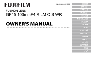 Bedienungsanleitung Fujifilm Fujinon GF45-100mmF4 R LM OIS WR Objektiv