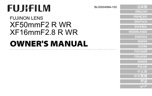Bedienungsanleitung Fujifilm Fujinon XF50mmF2 R WR Objektiv