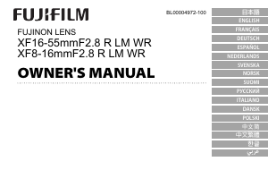 Bedienungsanleitung Fujifilm Fujinon XF8-16mmF2.8 R LM WR Objektiv