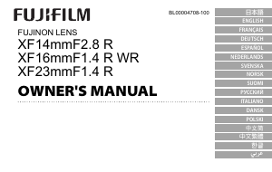 Brugsanvisning Fujifilm Fujinon XF16mmF1.4 R WR Objektiv
