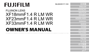 Manual Fujifilm Fujinon XF23mmF1.4 R LM WR Camera Lens