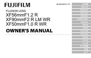 Bruksanvisning Fujifilm Fujinon XF50mmF1.0 R WR Kameralinse