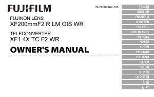 Bedienungsanleitung Fujifilm Fujinon XF200mmF2 R LM OIS WR Objektiv