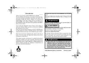Bruksanvisning Mitsubishi Outlander (2012)