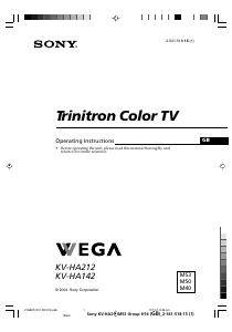 Manual Sony KV-HA212M53 Television