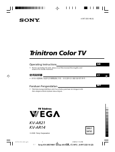Manual Sony KV-AR14M50 Television