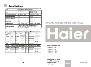 Handleiding Haier HWMP70-118R Wasmachine