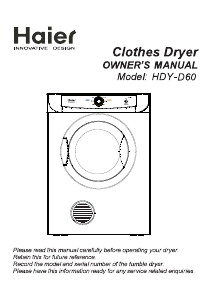 Manual Haier HDY-D60 WH Dryer