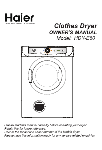 Manual Haier HDY-E60 Dryer