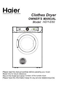 Bruksanvisning Haier HDY-E60 Torktumlare
