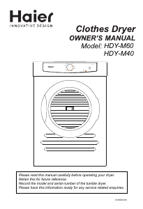 Manual Haier HDY-M40 Dryer