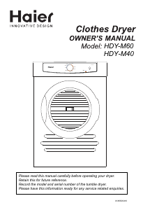 Bruksanvisning Haier HDY-M40 Torktumlare