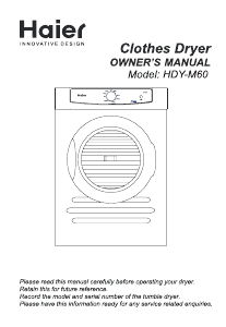 Manual Haier HDY-M60 Dryer