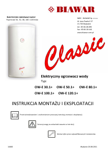 Instrukcja Biawar OW-E 120.1+ Bojler