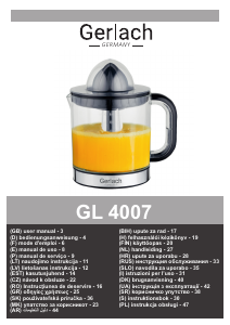Руководство Gerlach GL 4007 Соковыжималка для цитрусовых