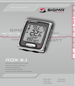 Mode d’emploi Sigma ROX 9.1 Compteur vélo