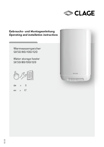 Bedienungsanleitung Clage SX 120 Warmwasserspeicher