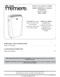 Manual Danby DPAC12099 Air Conditioner