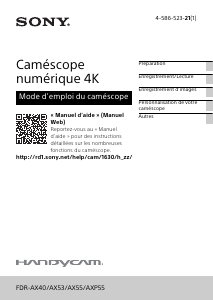 Mode d’emploi Sony FDR-AXP55 Caméscope