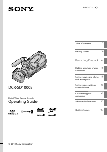 Manual Sony DCR-SD1000E Camcorder