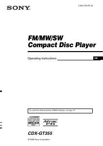 Handleiding Sony CDX-GT355 Autoradio