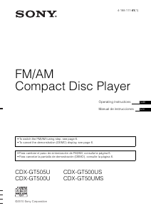 Manual Sony CDX-GT500U Car Radio