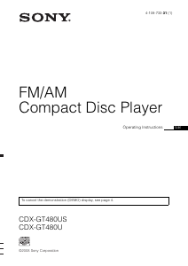 كتيب أس سوني CDX-GT480U راديو سيارة