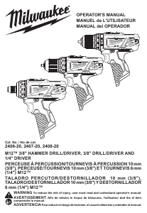 Mode d’emploi Milwaukee 2407-20 Perceuse visseuse