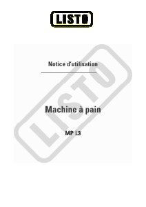Mode d’emploi Listo MP L3 Machine à pain