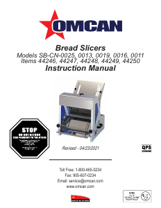 Handleiding Omcan SB-CN-0019 Broodsnijmachine