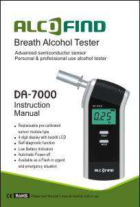 Manual Alcofind DA-7000 Breathalyzer