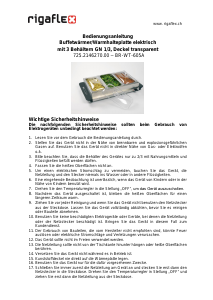 Bedienungsanleitung Rigaflex BR-WT-605A Buffetwärmer